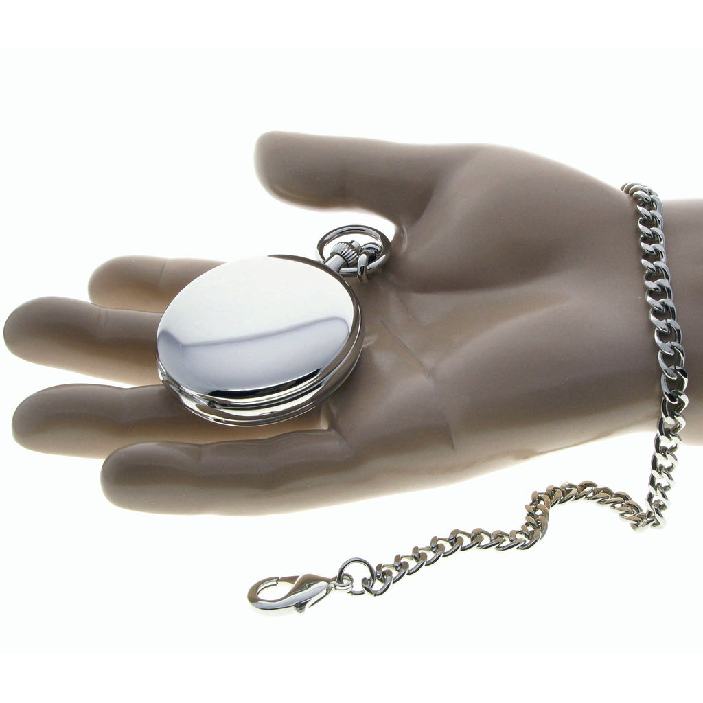Double Full Hunter Mechanical Silver Pocket Watch with Arabic Numbers Dial P36