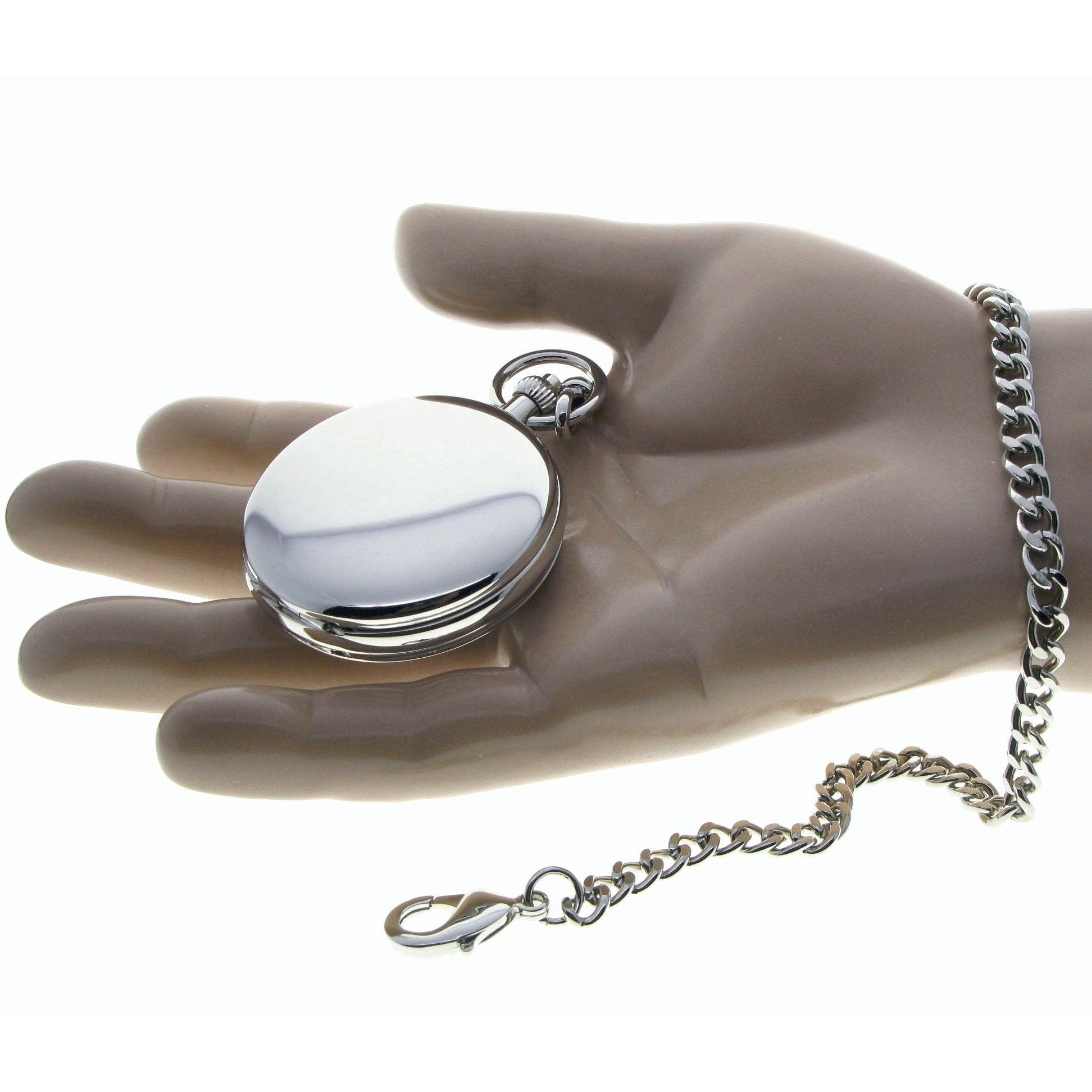 Double Full Hunter Mechanical Silver Pocket Watch with Arabic Numbers Dial P36