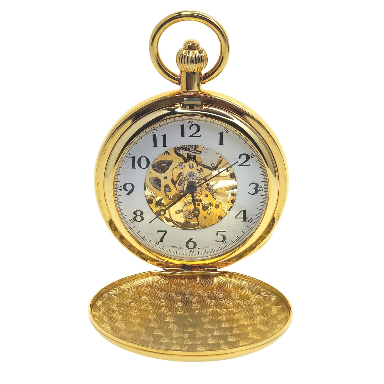 Gold Mechanical Pocket Watch with clear Arabic Numbers Dial