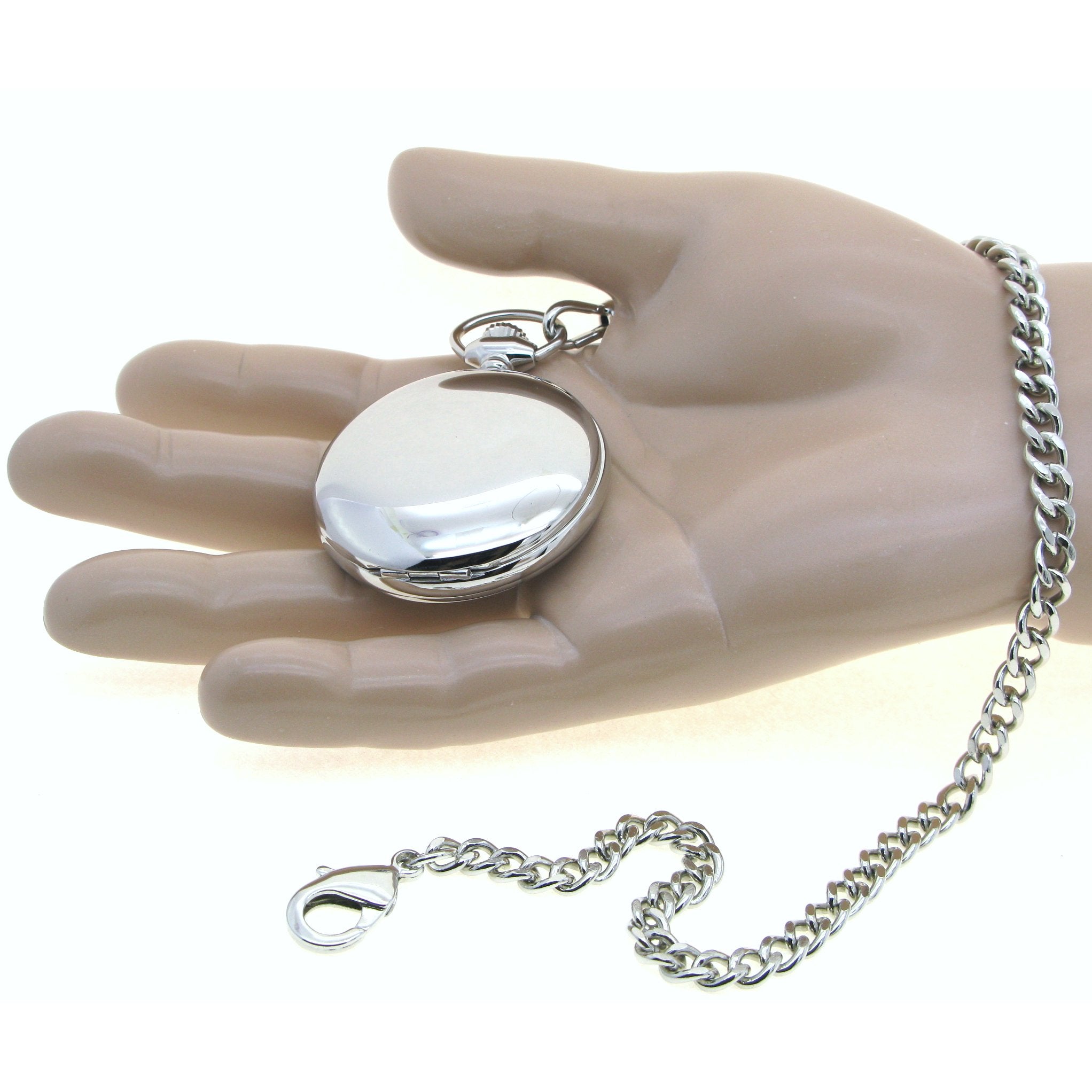 Silver Mechanical Skeleton Pocket Watch