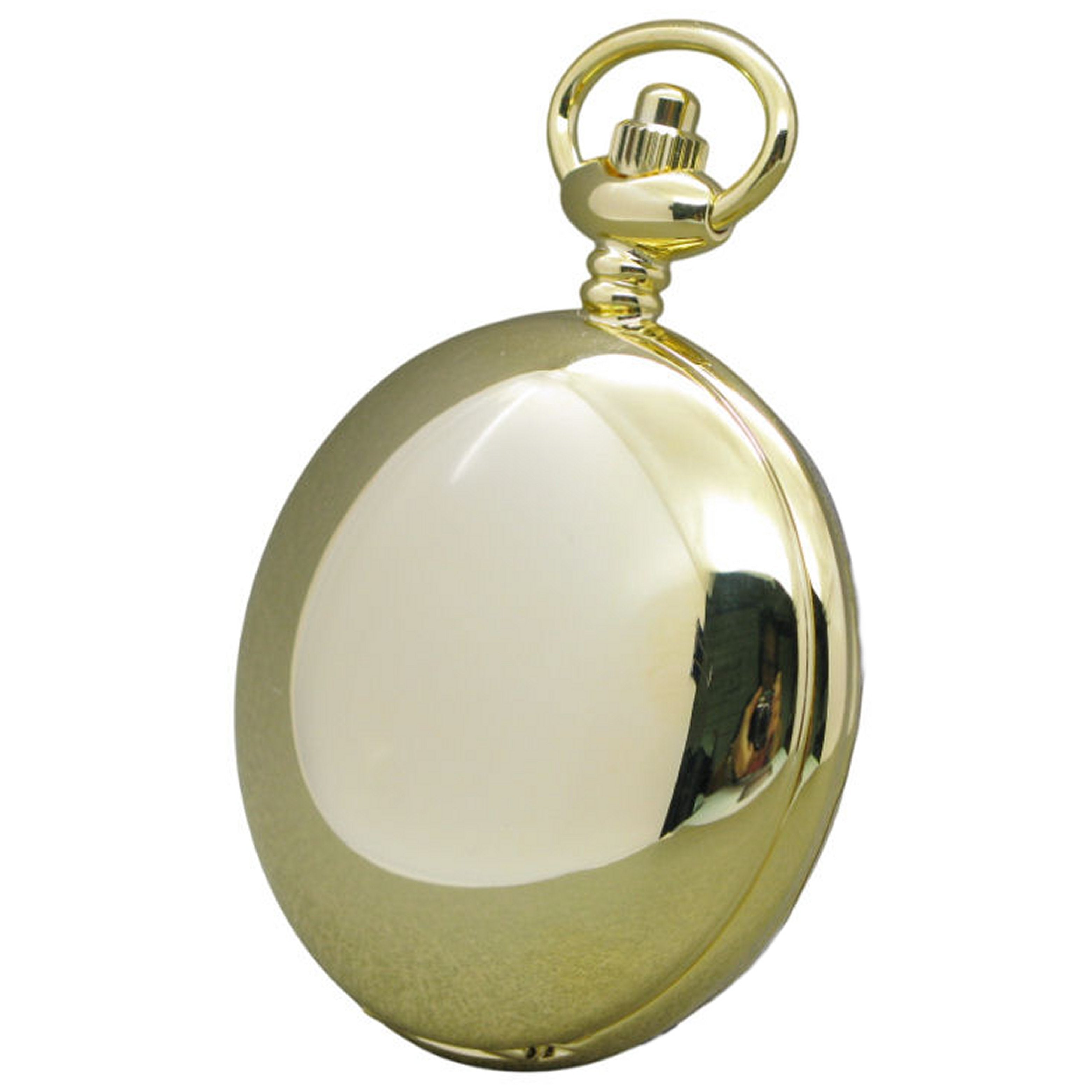 Gold Pocket Watch with Shiny Polish Plain Cover