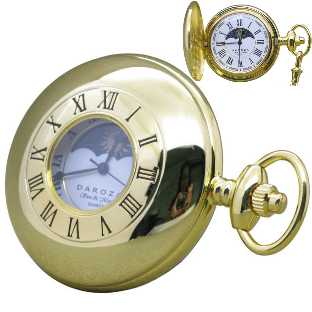 Gold Pocket Watch with Sun & Moon Indication