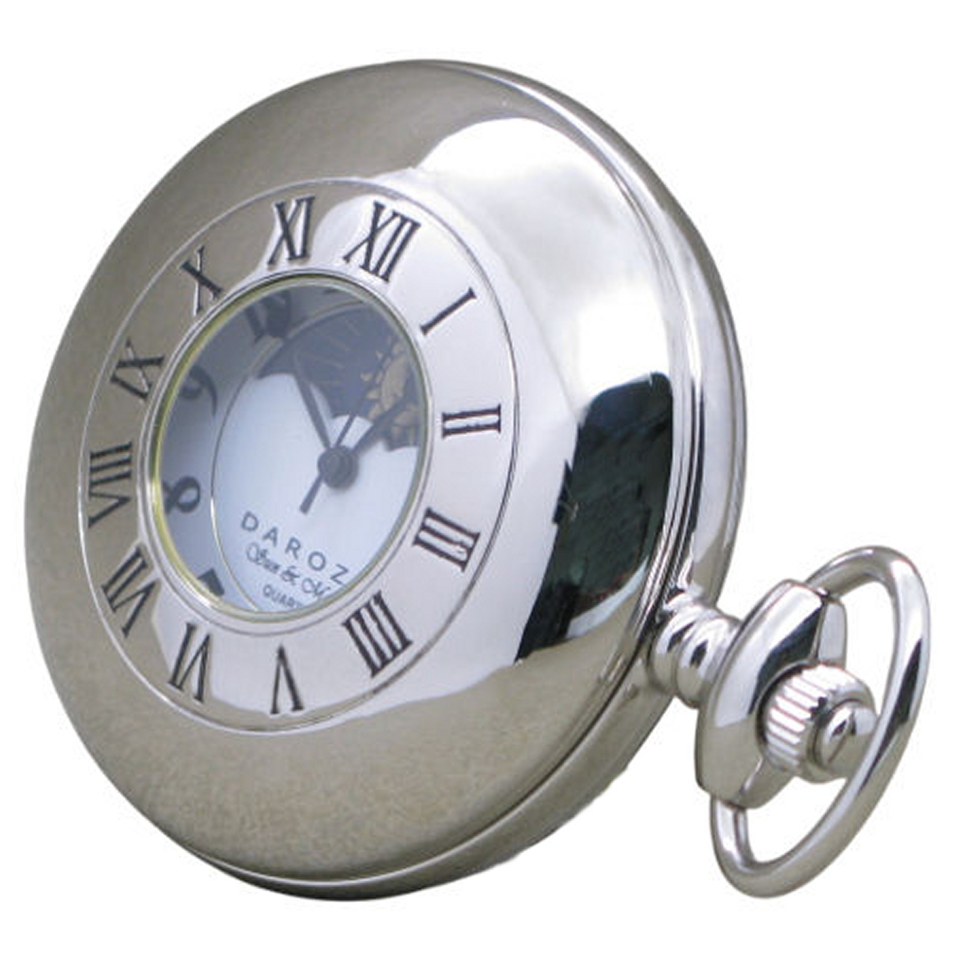 Half Hunter Pocket Watch Silver Case with Sun & Moon Phase