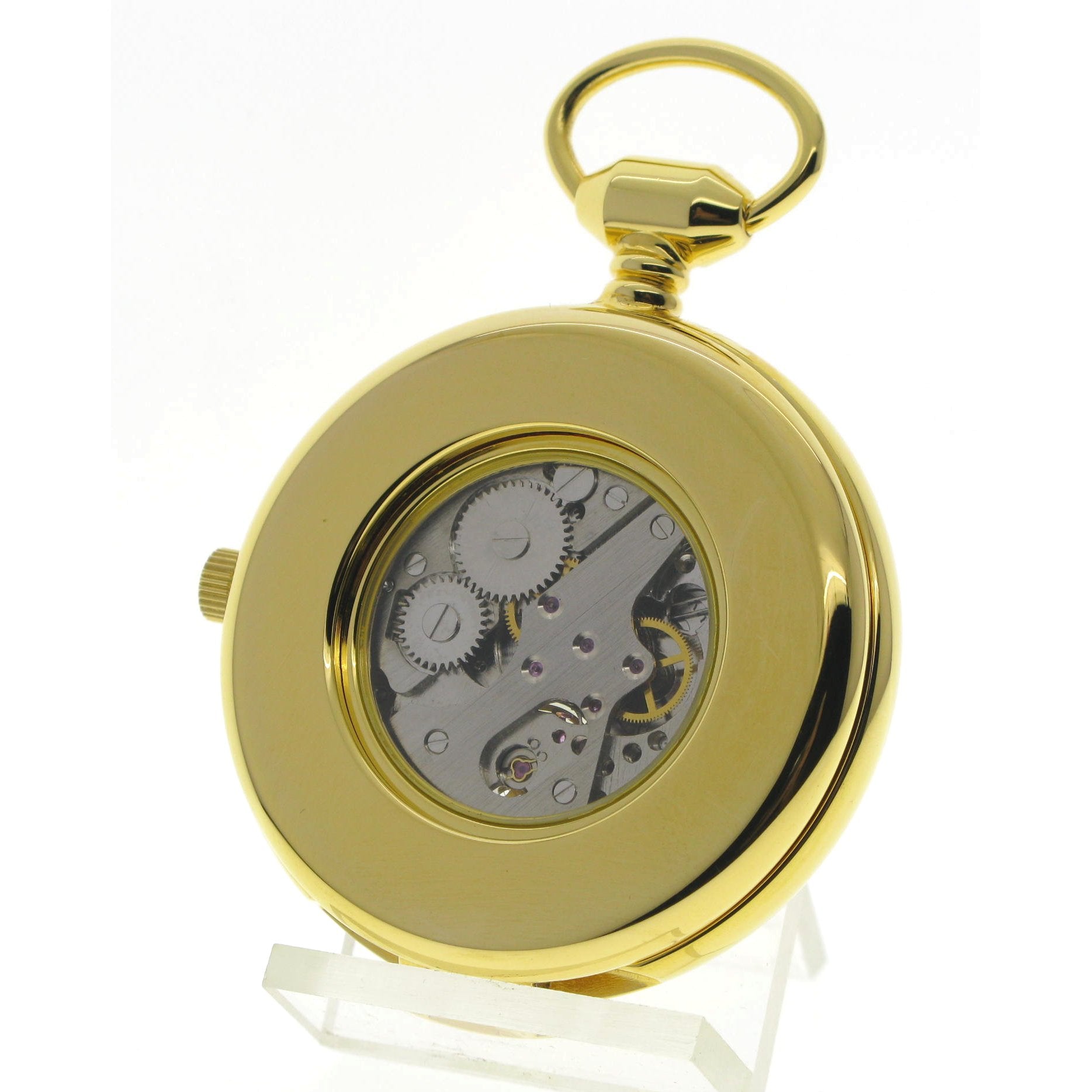 Tourbillon Mechanical Gold Pocket Watch with Black Dial Sun & Moon 24 Hours P295