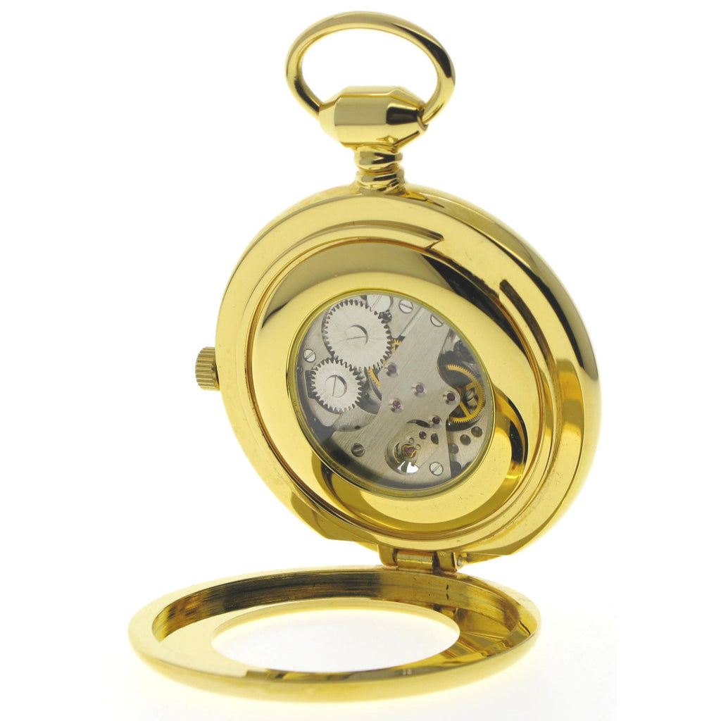 Tourbillon Mechanical Gold Pocket Watch with Black Dial Sun & Moon 24 Hours P295