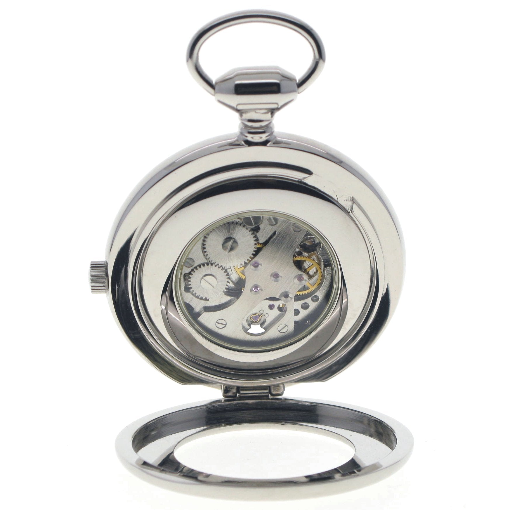 Tourbillon Design Silver Mechanical Pocket Watch Blue Dial  P300