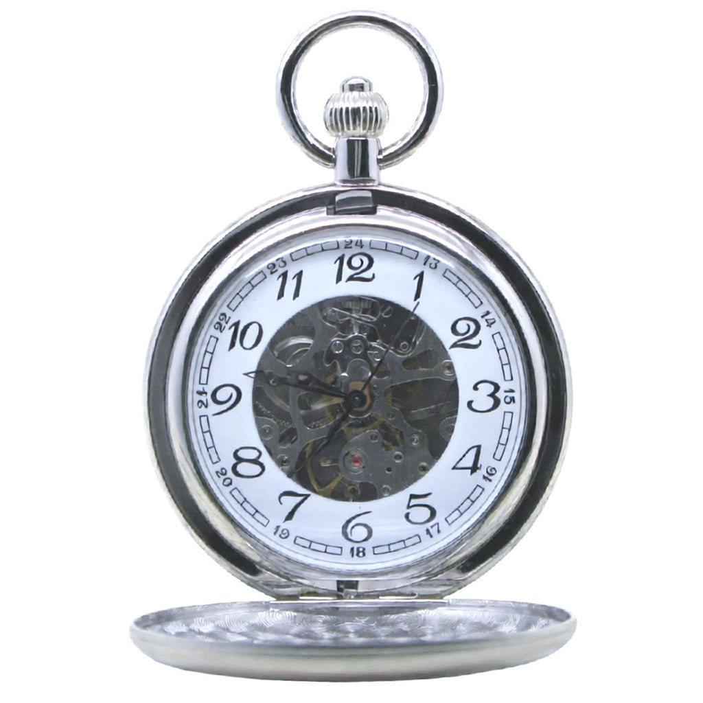 Mechanical Pocket Watch with Skeleton Movement and Arabic Numbers Dial