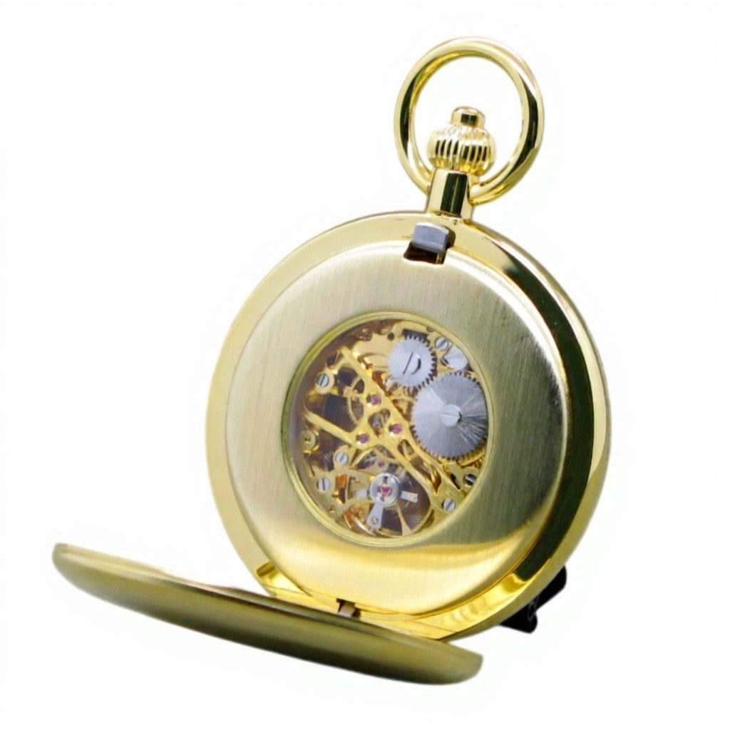 Gold Mechanical Pocket Watch see through case back