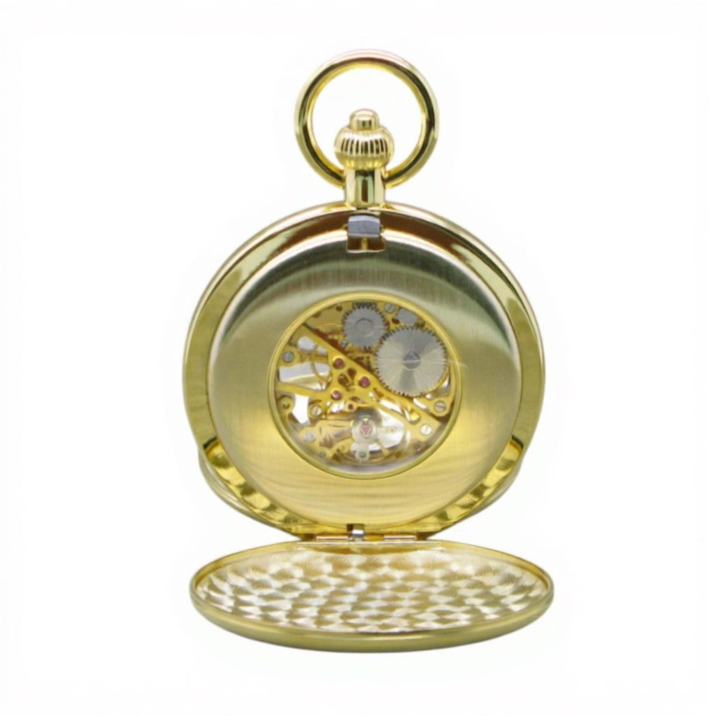 Gold Mechanical Pocket Watch see through case back