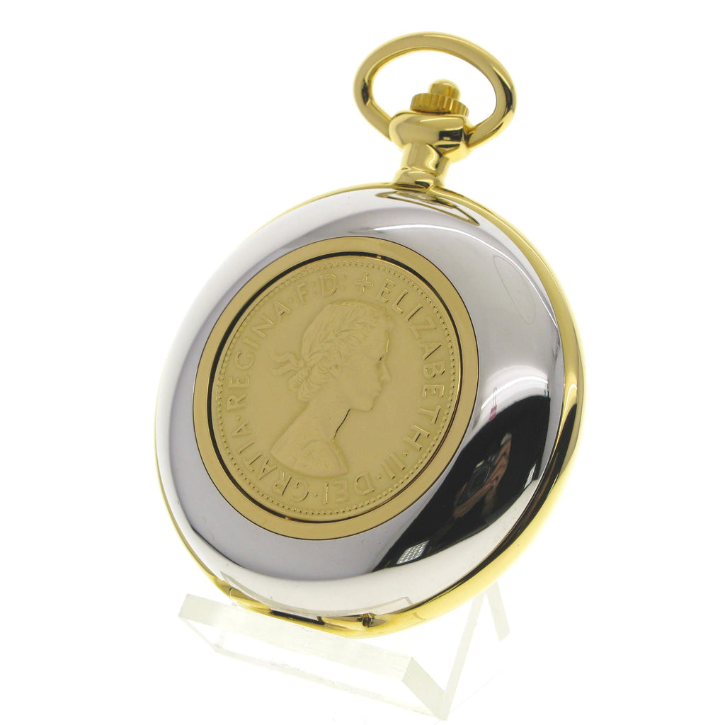 1 PENNY Coin Gold Vintage Collectible Pocket Watch C36