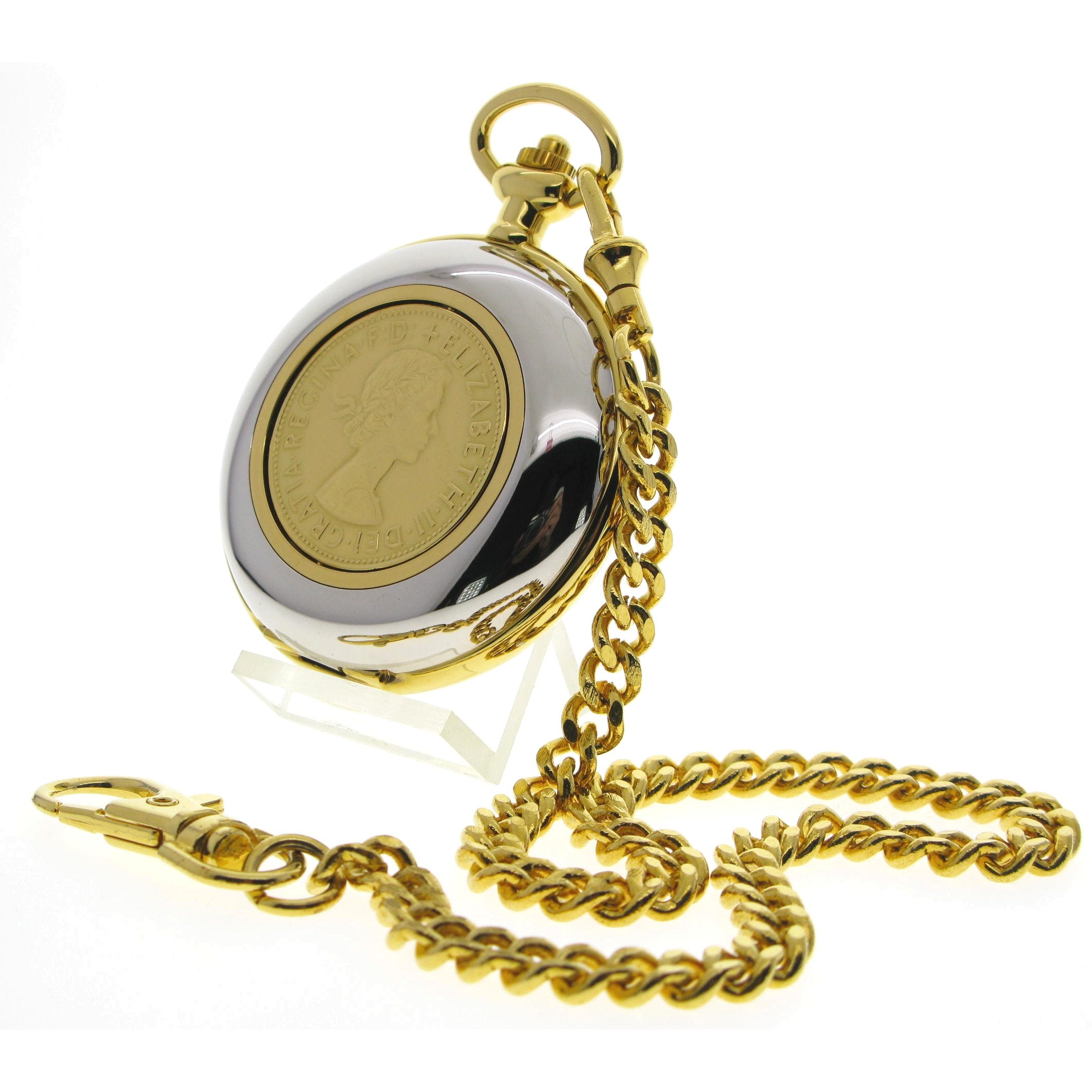 UK PENNY Coin Gold Vintage Collectible Pocket Watch C36