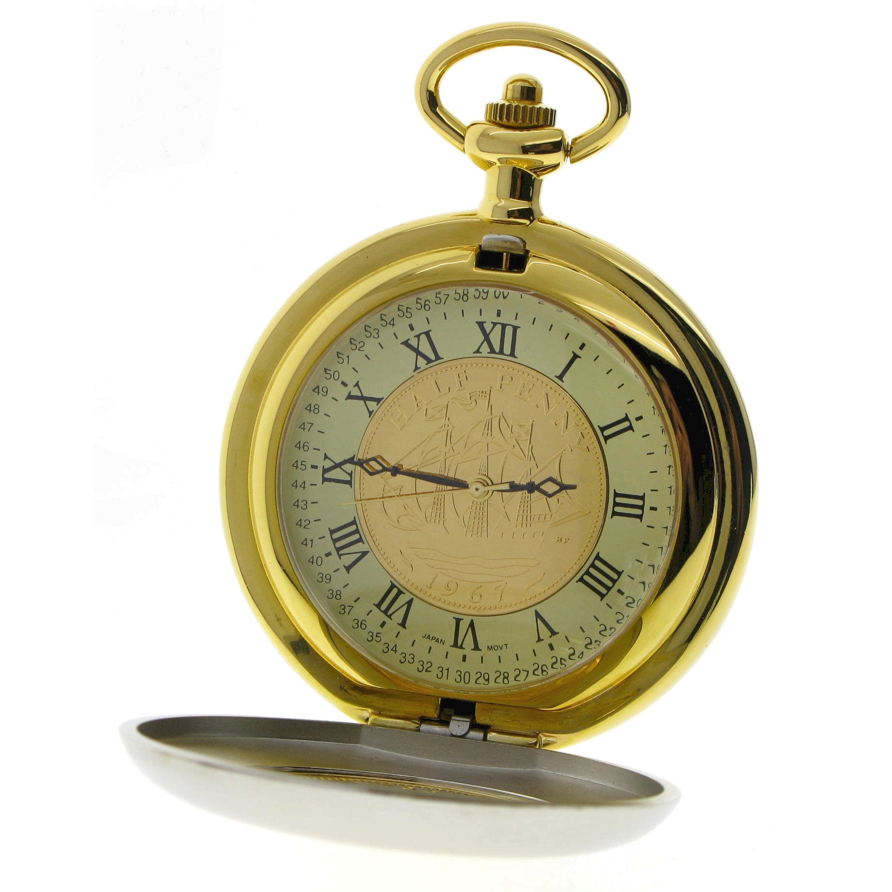 UK PENNY Coin Gold Vintage Collectible Pocket Watch C36