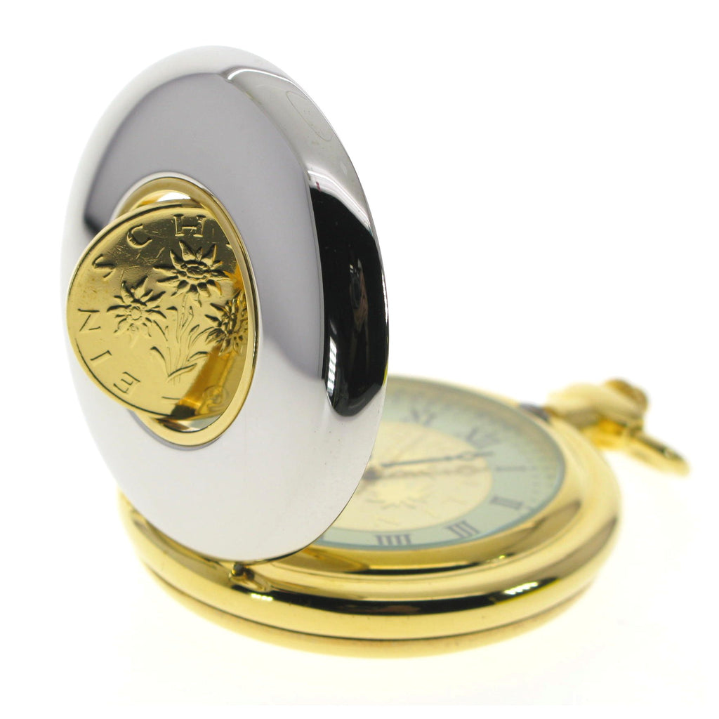 Austrian Shilling Coin Pocket Watch Rotating Coin Cover