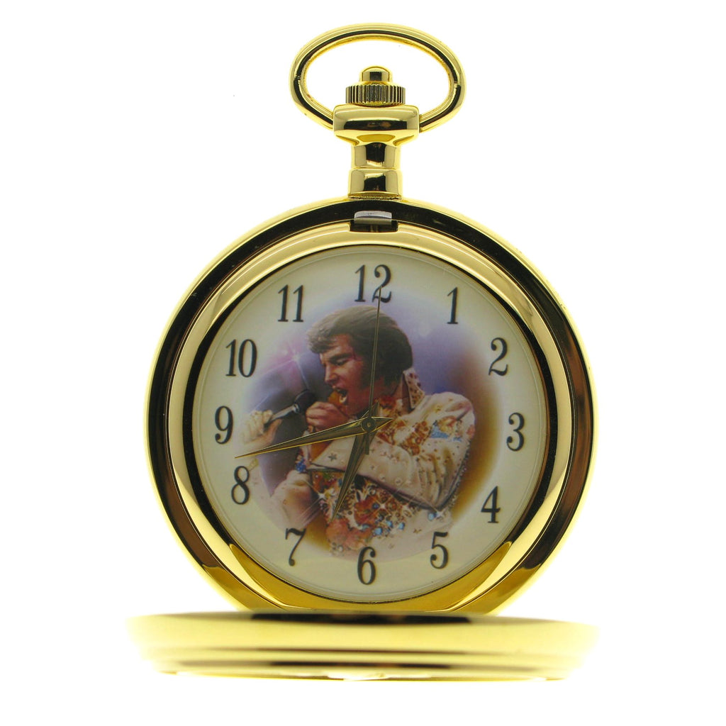 Gold Pocket Watch with Elvis Presley Photo Dial