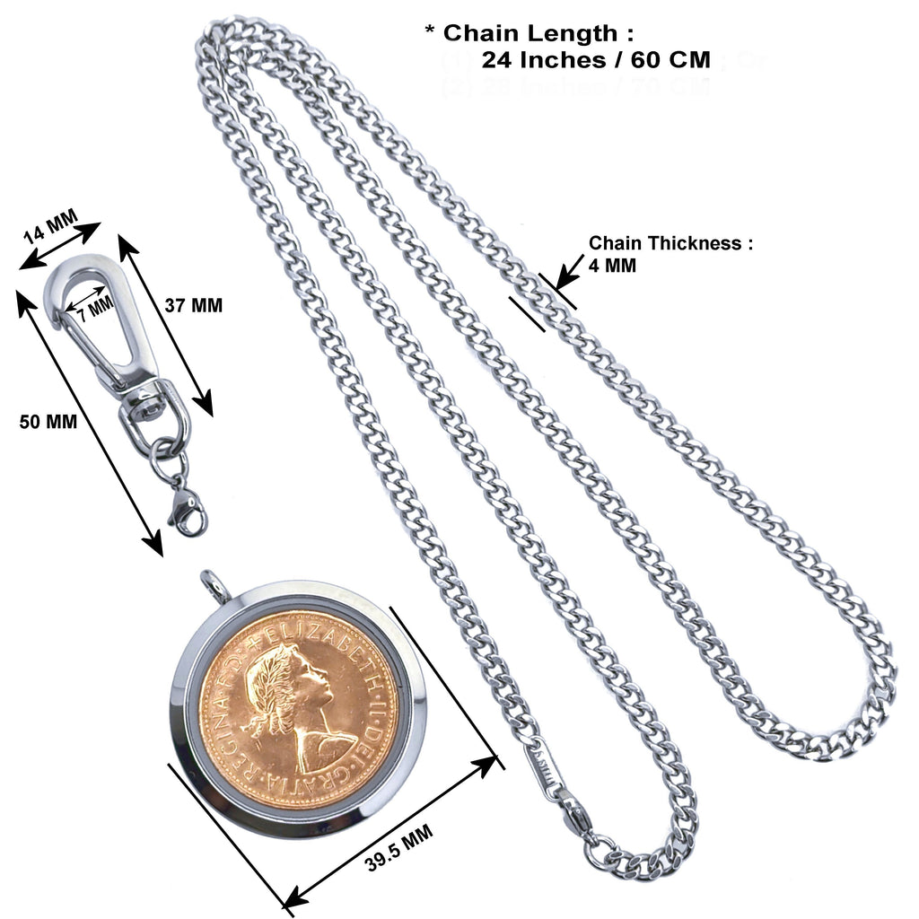 UK Penny Coin Chain with detail dimension