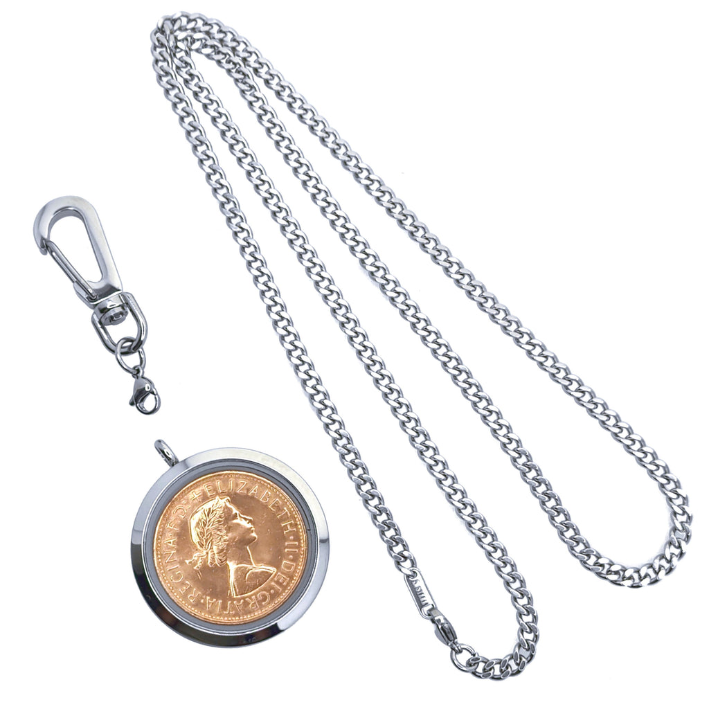 UK Penny Coin with Neck Chain and Keychain