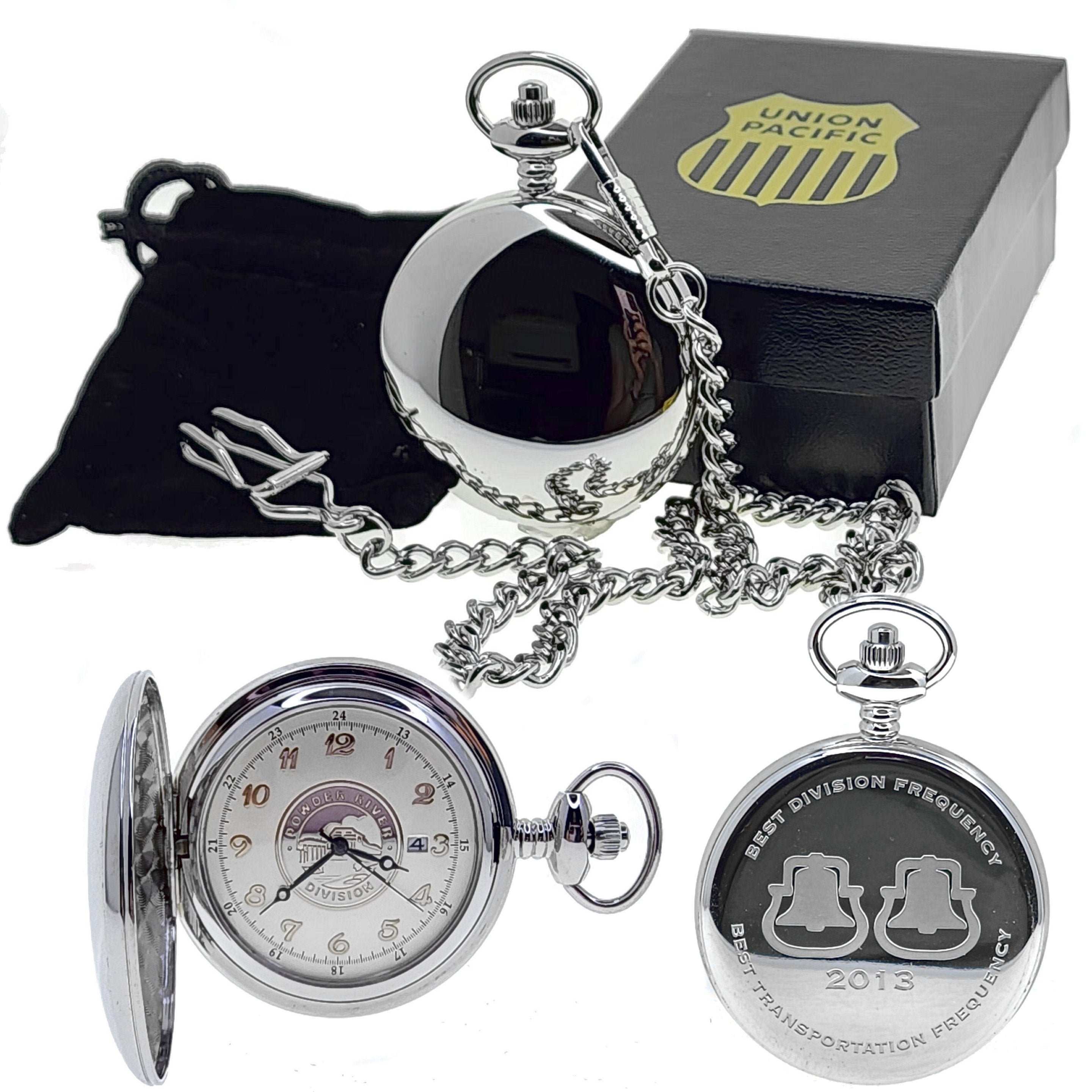 Union Pacific Locomotive Silver Pocket Watch