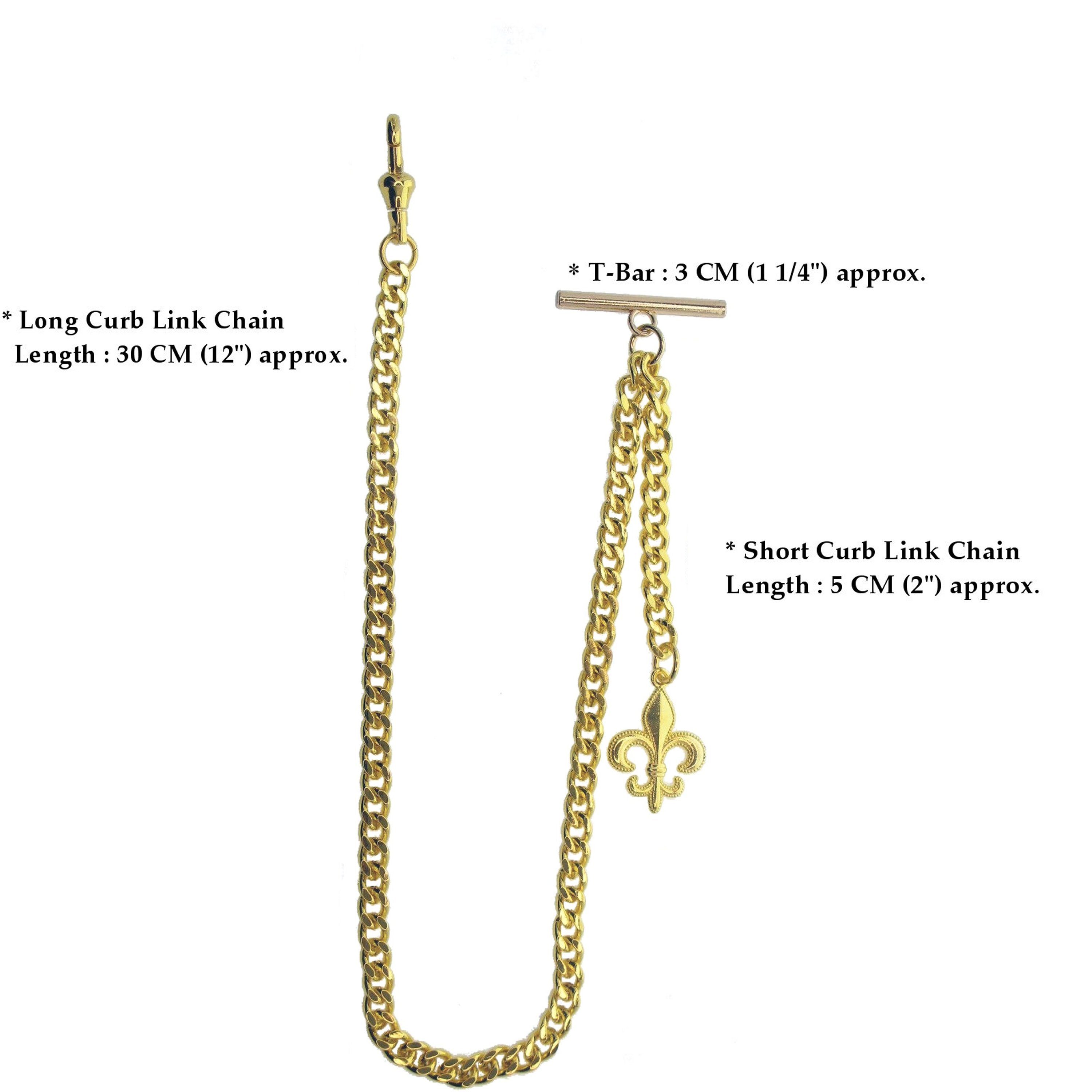 Albert Chain Gold Color with Fleur-de-lis Fob AC183