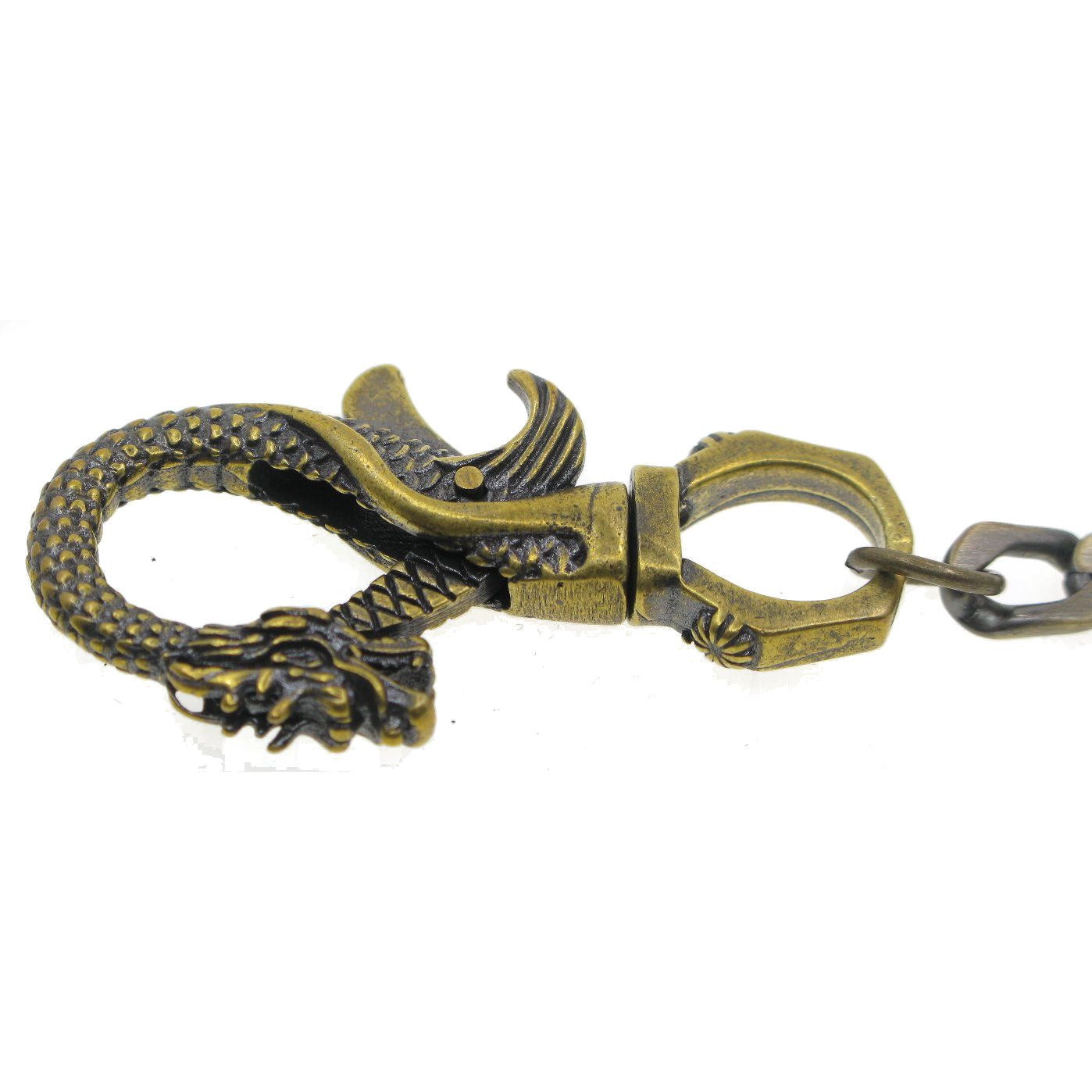 Pocket Watch Chain Albert Chain Bronze Wallet Chain Jean Biker Chain with Dragon Design Swivel Clasp and Swivel Lobster Clasp FC64